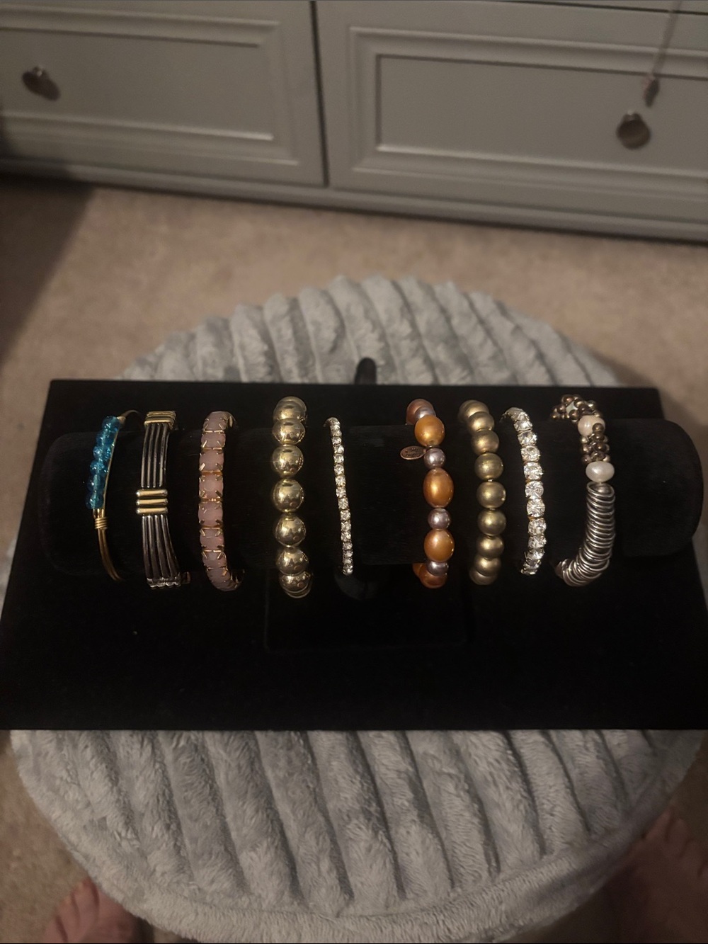 Mixed Metallic and Beaded Bracelet Stack - Gold, Rose Gold, Silver, Bronze